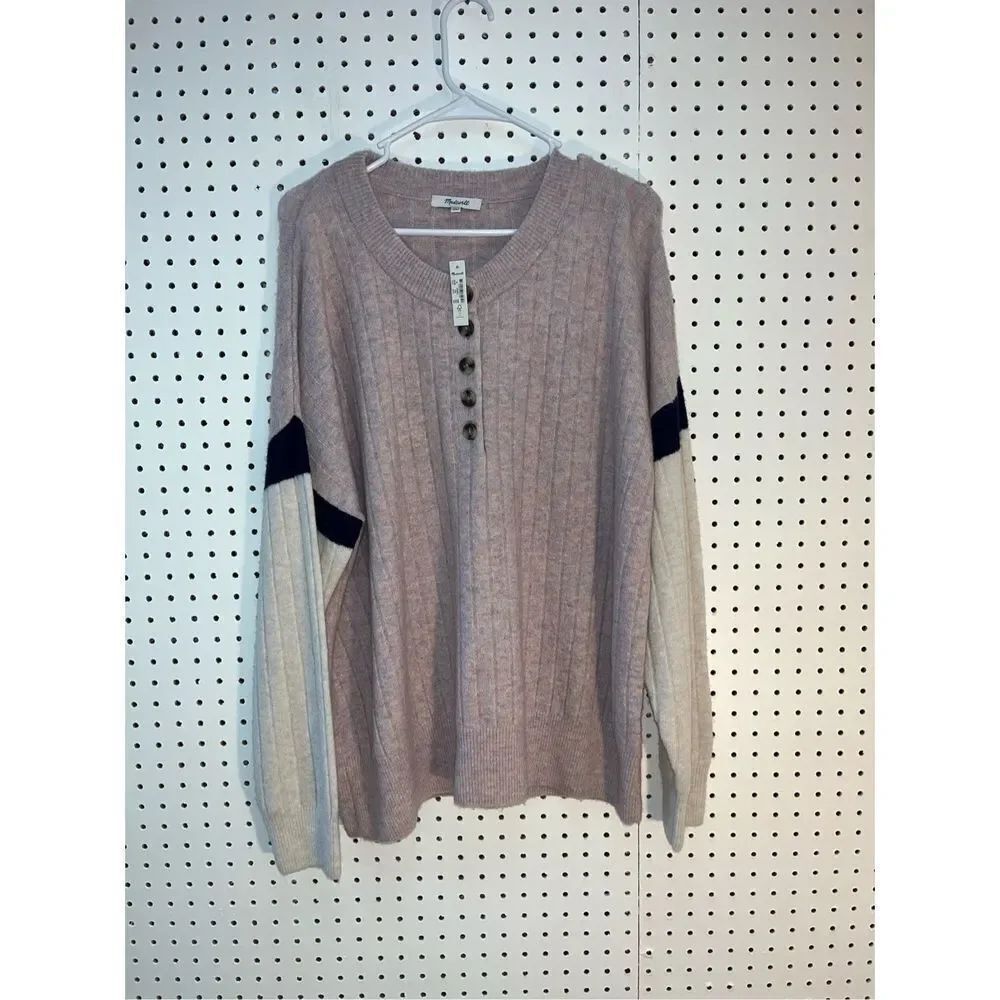 Striped Bowden Henley Sweater in Coziest Yarn
